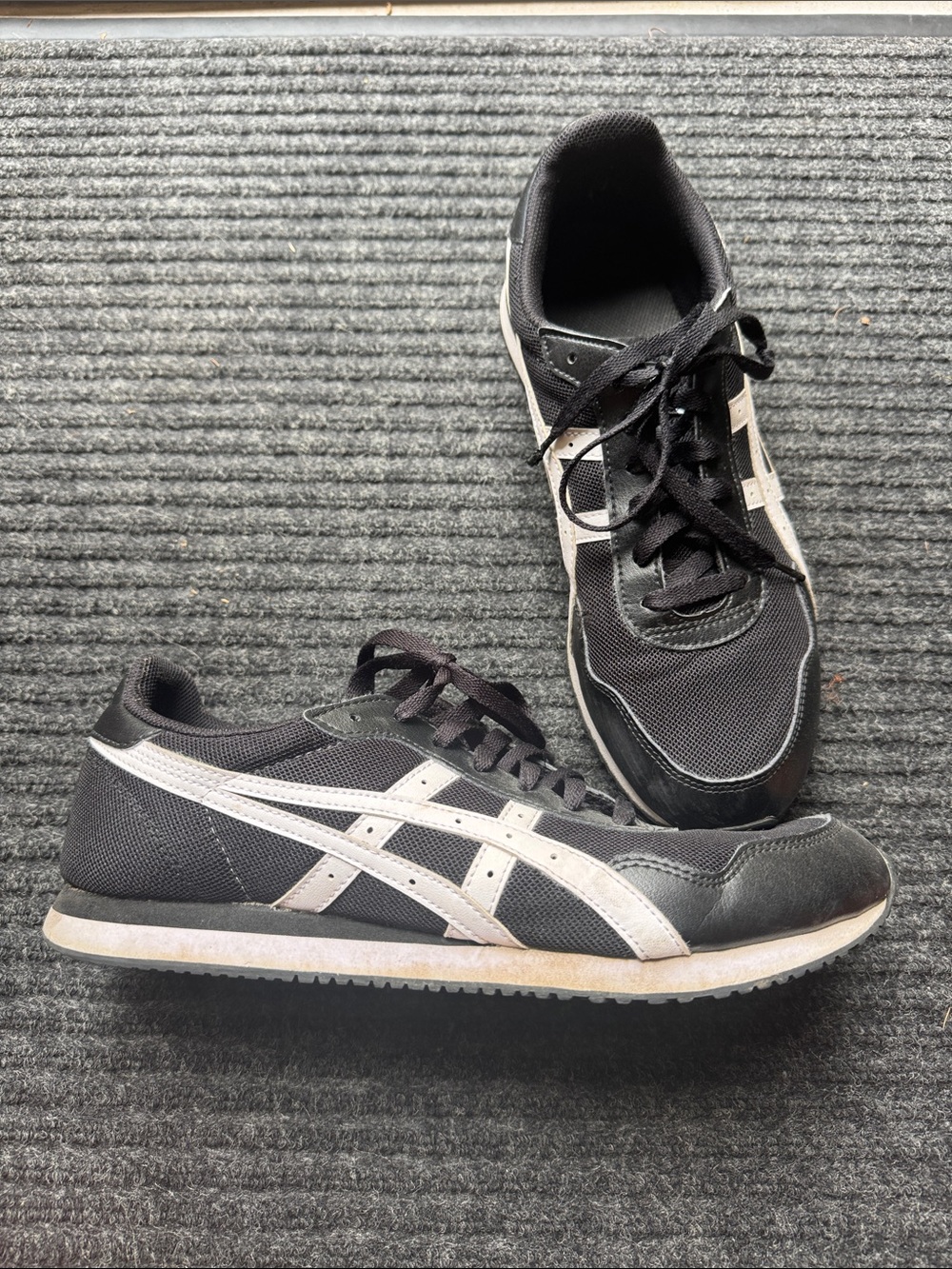 Asics Black Sneakers with White Stripe Detail